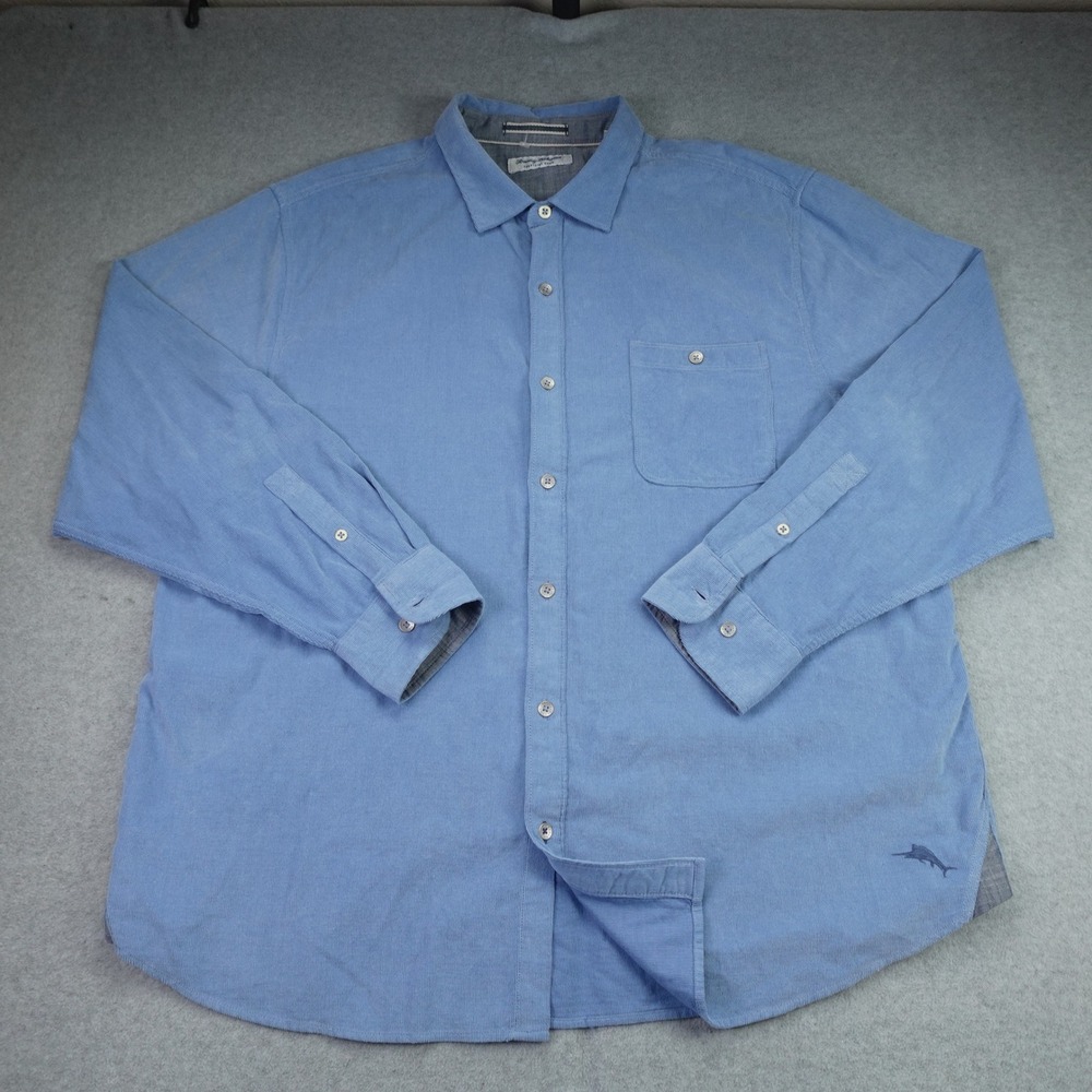Tommy Bahama Shirt Mens XXL Blue Coastline Cord Beachy Casual Button Up